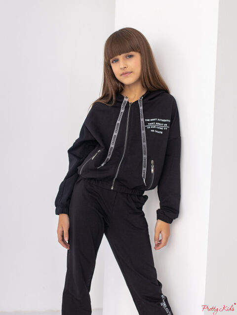 Спортивний костюм з світловідбиваючим накатом - чорний