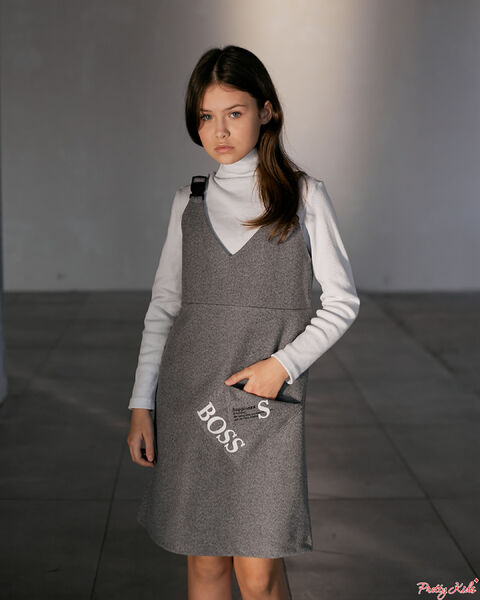 Твідовий сарафан з регулюючими брительками - сірий