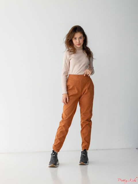 Брюки твидовые терракотовые