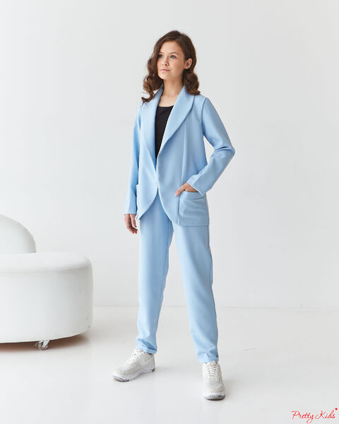 Костюм жакет з коміром шалькою+брюки з кишенями